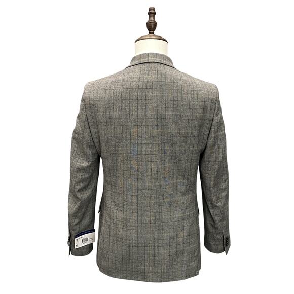 Tommy Hilfiger Men's 36 Regular Suit Jacket Modern Fit Wool Grey Camel Plaid NEW - Picture 4 of 9
